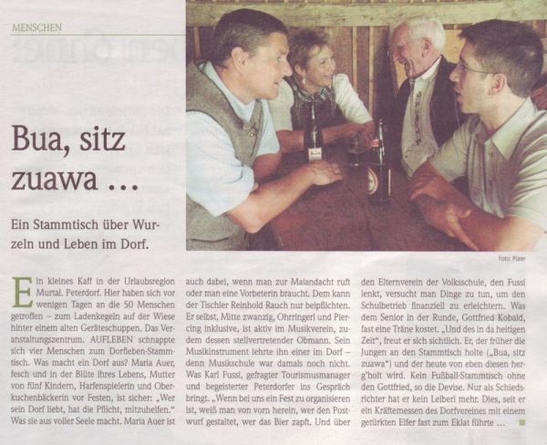 Peterdorf im Magazin „Aufleben“ der Kleinen Zeitung