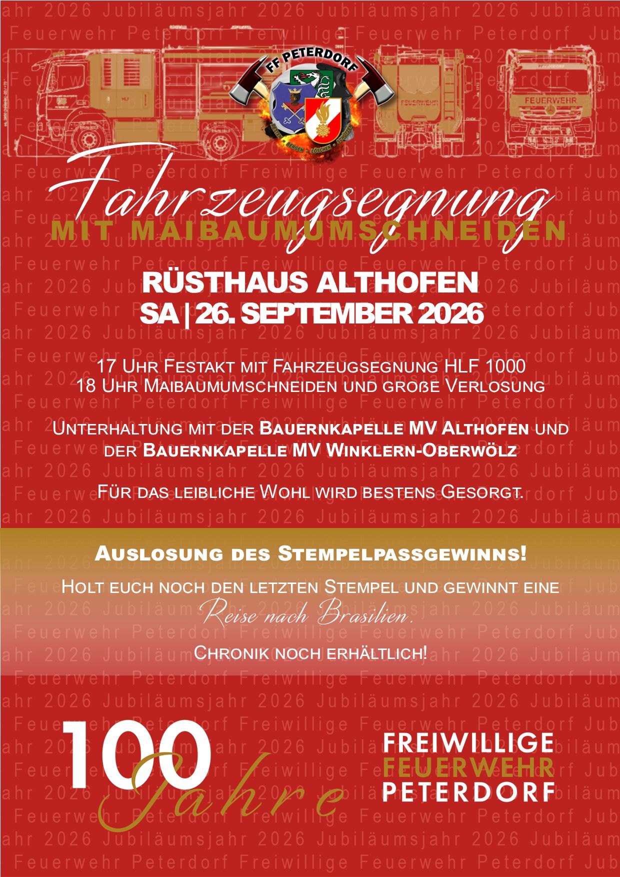 Fahrzeugsegnung mit Maibaumumschneiden